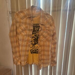 True Religion Men's Plaid Shirt Jacket - Tan and Yellow